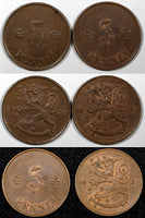 FINLAND Copper 1921 5 Penniä  UNC KM# 22 RANDOM PICK  (1 COIN)