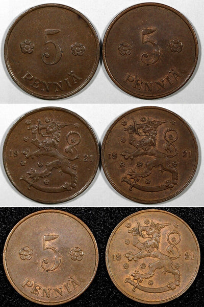 FINLAND Copper 1921 5 Penniä  UNC KM# 22 RANDOM PICK  (1 COIN)