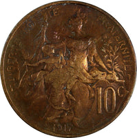 France Bronze 1917 10 Centimes 30mm KM# 843 (18 086)