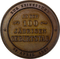GERMANY Bronze 1887 Medal LUDWIG UHLAND (1787-1862) 100 Anniversary UNC (10 169)