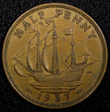 Great Britain George VI Bronze 1937 1/2 Penny 1st Year Type KM# 844 (24 227)