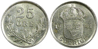 Sweden Gustaf V Silver 1941 G 25 Öre  KM# 785 (22 041)