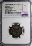 Swiss Cantons AARGAU 1808 Batzen NGC AU DET. KEY DATE Mintage-184,000 KM# 9.1(4)
