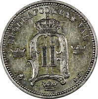 SWEDEN Oscar II Silver 1894 EB 10 Öre aUNC Condition KM# 755 (10 523)