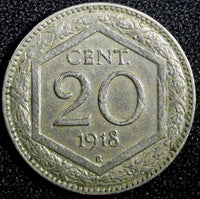 Italy Vittorio Emanuele III Copper-nickel 1918 R 20 Centesimi  KM# 58 (23 723)