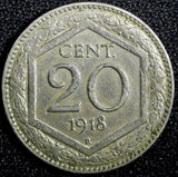 Italy Vittorio Emanuele III Copper-nickel 1918 R 20 Centesimi  KM# 58 (23 723)