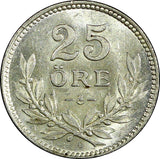 Sweden Gustaf V Silver 1930 G  25 Öre aUNC  KM# 785 (22 052)