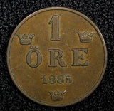 SWEDEN Oscar II (1872-1907) Bronze 1885 1 ORE Extra Large letters KM# 750 (514)