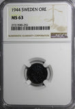 SWEDEN Gustaf V IRON 1944 1 ORE NGC MS63 1 GRADED HIGHER WWII Issue  KM# 810