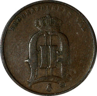 Sweden Oscar II Bronze 1878 2 Ore Small Letters Mintage-865,000 RARE KM# 735