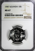Uganda 1987 10 Shillings NGC MS67 Royal Mint TOP GRADED BY NGC KM# 30 (001)