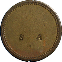 Costa Rica Token  Bronze Countermark " S  A "   20mm  Ex.Jerry F.Schimmel Collec