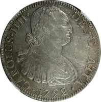 Mexico SPANISH COLONY Charles IV Silver 1792 MO FM 8 Reales NGC AU55 KM# 109(1)