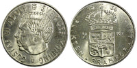 SWEDEN Gustaf VI Silver 1952-1966 TS 2 Kronor UNC/BU KM# 827 RANDOM PICK (1 C.)