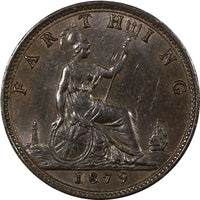 Great Britain Victoria Bronze 1879 Farthing aUNC KM# 753 (20 525)