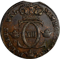 SWEDEN Carl XIII Copper 1815 1/2 Skilling NICE DETAILS KM# 590 (15 250)