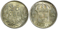 Sweden Gustaf V Silver 1936 G  25 Öre UNC  KM# 785 (22 050)