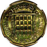 Great Britain Elizabeth II Nickel-Brass PROOF 1953 3 Pence NGC PF64 KM# 886