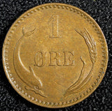 Denmark Christian IX Bronze 1904 9/8 VBP 1 Ore OVERDATE  ch.UNC KM# 792.2 (812)