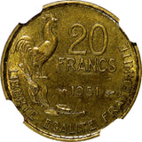France Aluminum-Bronze 1951 20 Francs NGC MS63 KM# 917.1 (060)