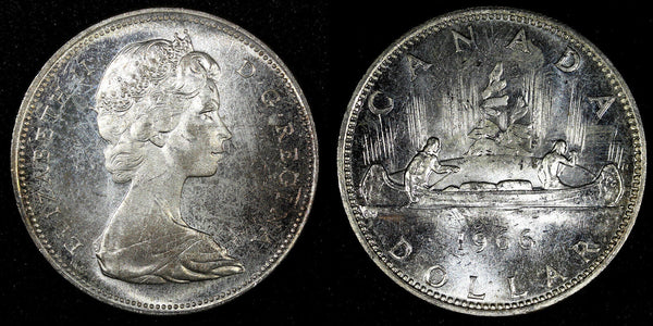CANADA Elizabeth II Silver 1966 $1.00 Dollar  UNC KM# 64.1 (22 778)