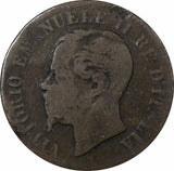 Italy Vittorio Emanuele II Copper 1867 M 2 Centesimi 2 YEARS TYPE KM# 2.1