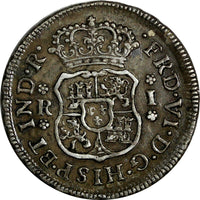 Mexico SPANISH COLONY Ferdinand VI Silver 1750 Mo M 1 Real VF/XF KM# 76.1