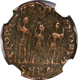 EASTERN ROMAN Theodosius II AD 402-450 AE4 NUMMUS / Three Emperors NGC (031)