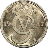 Sweden Gustaf V (1907-1950) Nickel-Bronze 1947 TS 10 Öre BU KM# 795 (22 130)