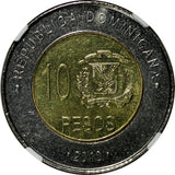 DOMINICAN REPUBLIC 2010 10 Pesos NGC MS65 MELLA  Poland Mint KM# 106 (018)