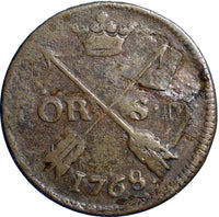 SWEDEN COPPER Adolf Frederick 1768 1 ORE S.M. Low Mintage:317,000 KM# 460 SCARCE