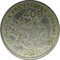 BRAZIL Copper-Nickel 1901 400 Reis 1 YEAR TYPE 30mm KM# 505 (23 060)