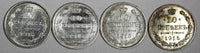 RUSSIA Nicholas II Silver LOT OF 4 COINS 1915 ,1916 10 KOPECKS aUNC Y# 20a.3 (8)