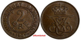 Denmark Frederik VIII Bronze 1907 VBP GJ 2 Ore Ch UNC  KM# 805 (15 048)