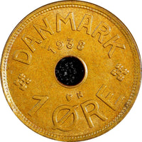 Denmark Christian X Bronze 1938  GJ;N 1 Øre GEM BU KM# 826.2 (23 809)