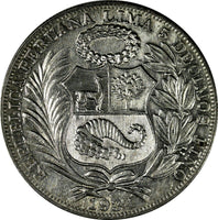 Peru Silver 1934 1 Sol  37mm  Mint Luster KM# 218.2 (18 276)