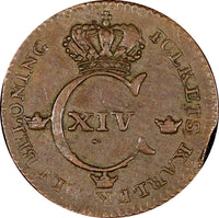 SWEDEN Carl XIV Johan Copper 1829 1/4 Skilling 26 mm XF KM# 595 (21 349)