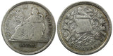 Guatemala Silver 1888 E 25 Centavos SCARCE VARIETY KM# 205.1 (22 590)