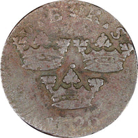 Sweden Ulrika Eleonora 1720 1 Ore OVERSTRUCK 1 Daler SM Lozenged Edge KM364.2(5)