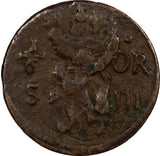 SWEDEN Carl XI (1660-1697) Copper 1683 1/6 Ore S.M. KM# 254 (20 995)