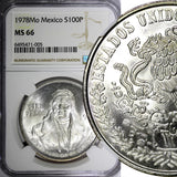 Mexico ESTADOS UNIDOS MEXICANOS Silver 1978 Mo 100 Pesos NGC MS66 KM# 483.2 (5)