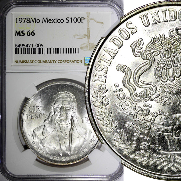Mexico ESTADOS UNIDOS MEXICANOS Silver 1978 Mo 100 Pesos NGC MS66 KM# 483.2 (5)