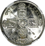 GREAT BRITAIN George V (1910-1936) Silver 1918 1 FLORIN NGC MS61 SCARCE KM# 817