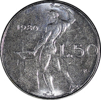 Italy Stainless Steel 1980 50 Lire 24.8 mm KM# 95.1 (21 623)