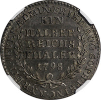 JEVER  RUSSIA 1798 1/2 TALER TOP GRADED BY NGC AU58 KM109 SCARCE LOW MINT (009)