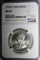 India-British George V Silver 1920 (C) Rupee NGC MS63 Calcutta Mint KM# 524 (6)