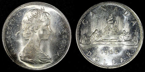 CANADA Elizabeth II Silver 1966 $1.00 Dollar  UNC KM# 64.1 (22 775)