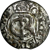 Livonia Riga CARL XI of Sweden (1660-1697)Silver 1662 Solidus,Schilling XF KM#55