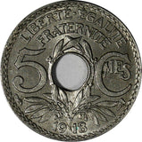 France Copper-Nickel 1918 5 Centimes UNC KM# 865a (20 005)