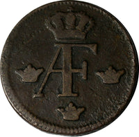 SWEDEN Adolf Frederick (1751-1771) Copper 1763 S.M. 1 Ore 1 KM# 460 (14559)